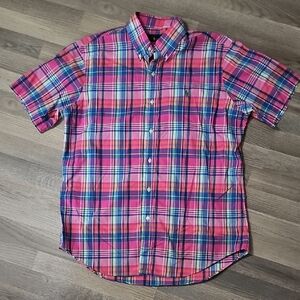 Ralph Lauren Plaid Short Sleeve Buttondown Shirt LARGE